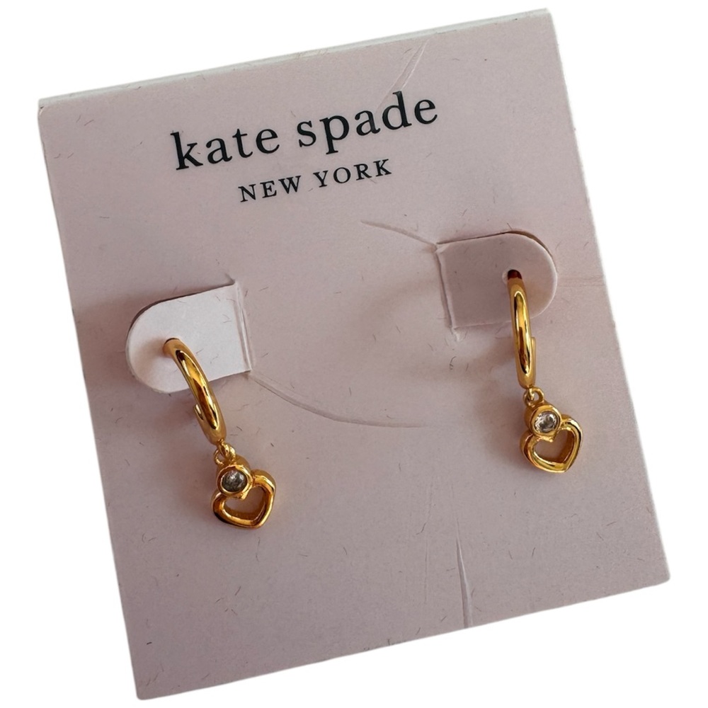 Authentic Kate Spade Gold-Tone Heart Spade Dangle Earrings